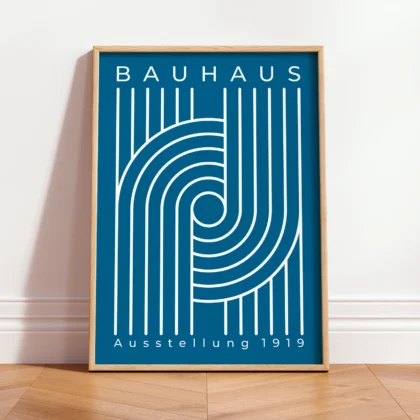 Bauhaus Wandbild – Linienkomposition Blau