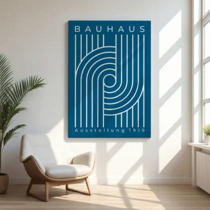 Bauhaus Wandbild – Linienkomposition Blau