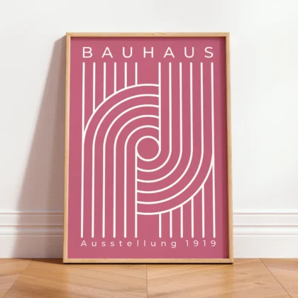 Bauhaus paveikslas – Linijų kompozicija (rožinė)