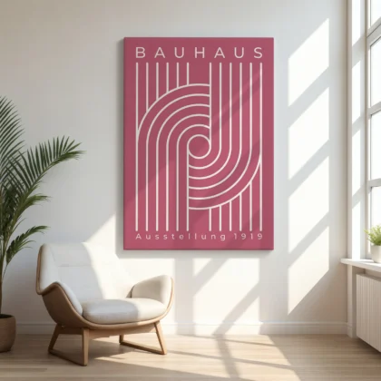 Bauhaus paveikslas – Linijų kompozicija (rožinė)