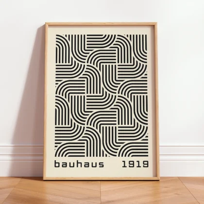Bauhaus Art Print – Black Hypnotic Pattern