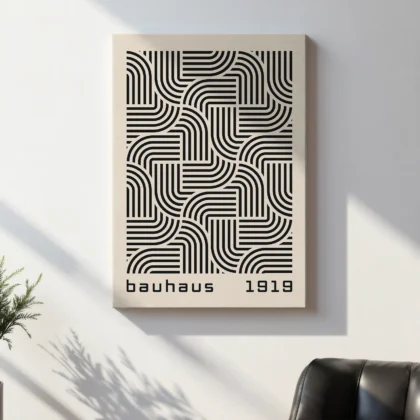 Bauhaus Art Print – Black Hypnotic Pattern