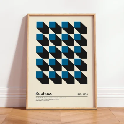 Bauhaus Wandbild – Blaue Quadrate