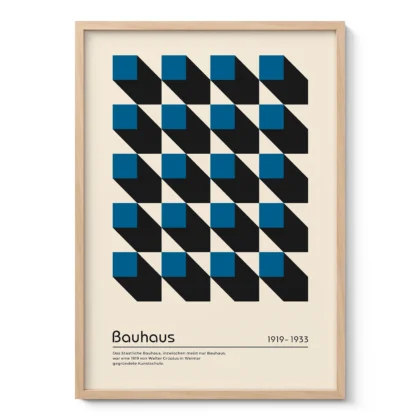 Bauhaus Wandbild – Blaue Quadrate