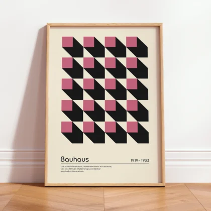 Bauhaus Wandbild – Rosa Quadrate