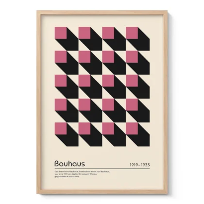 Bauhaus Wandbild – Rosa Quadrate