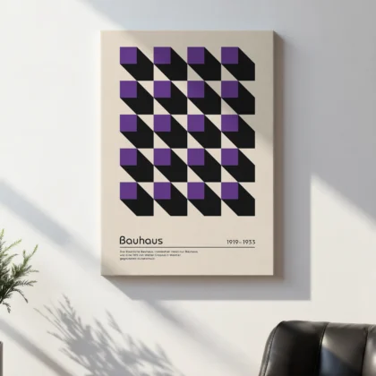 Bauhaus paveikslas – Violetiniai kvadratai