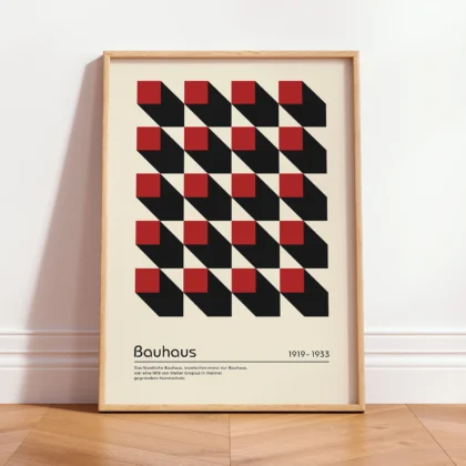 Bauhaus Wandbild – Rote Quadrate