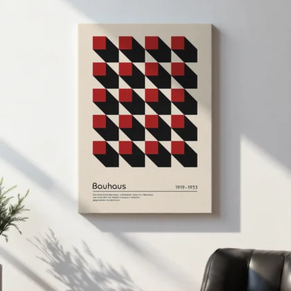 Bauhaus Wandbild – Rote Quadrate