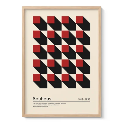 Bauhaus Wandbild – Rote Quadrate