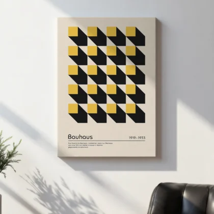 Bauhaus Wandbild – Gelbe Quadrate