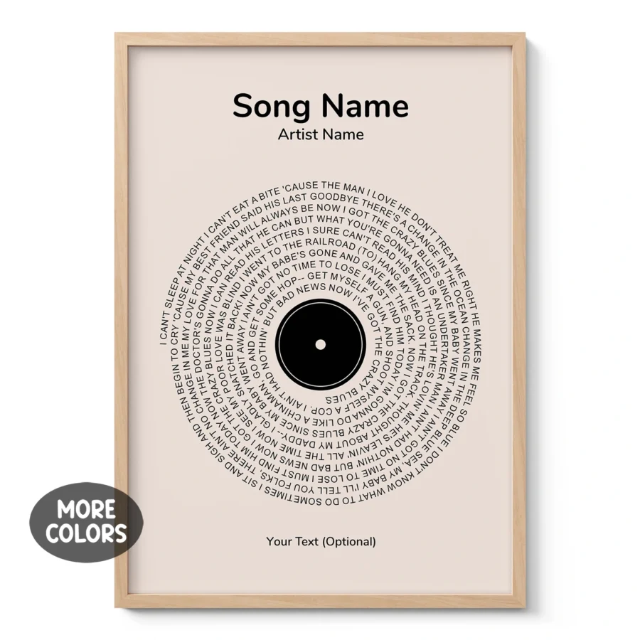 Personalisiertes Wandbild mit Songtext