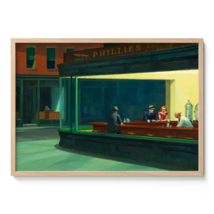 Framed print of Nighthawks painting by Edward Hopper