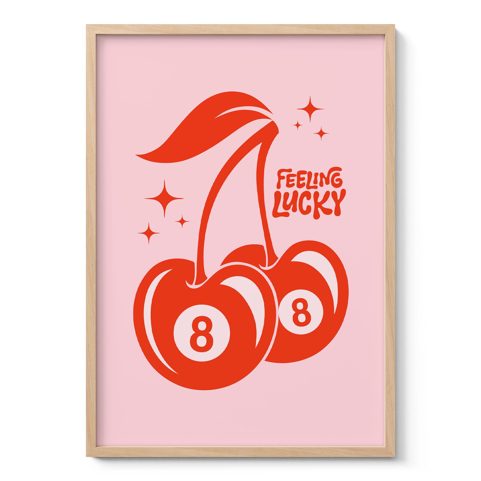 Feeling Lucky Wall Art – Retro Cherry 8 Ball Poster