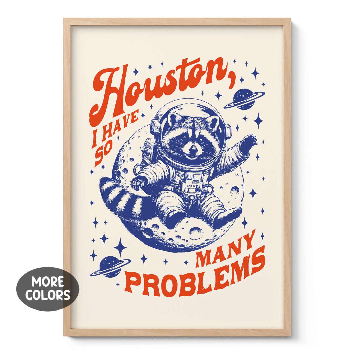 Raccoon Astronaut Wall Art – Blue