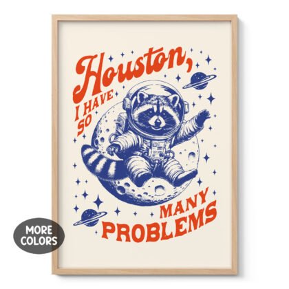 Raccoon Astronaut Wall Art – Blue