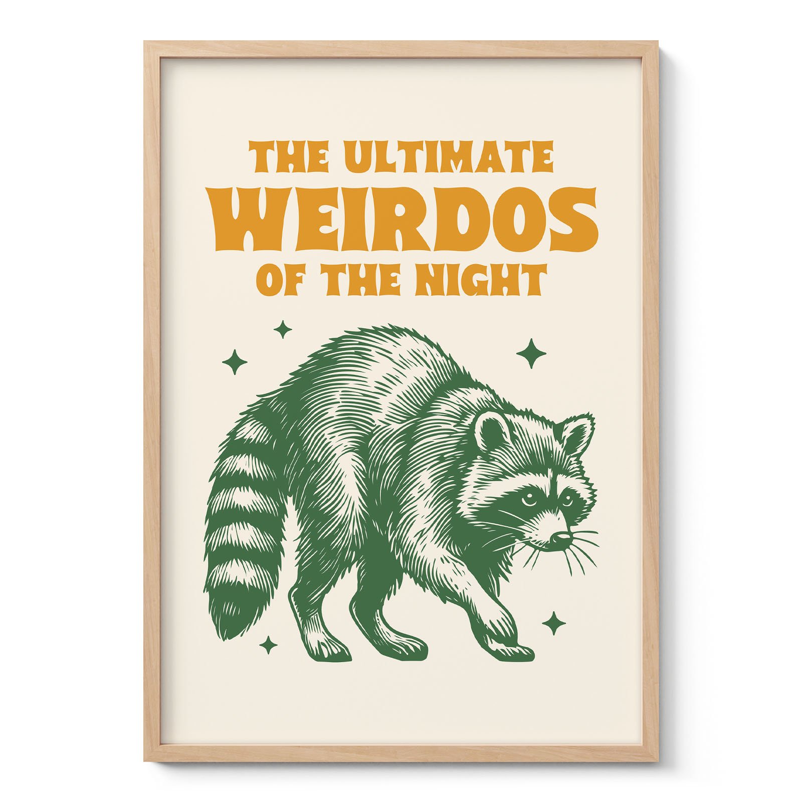 Wandbild mit Waschbären – Die ultimativen Nacht-Chaoten (Grün)