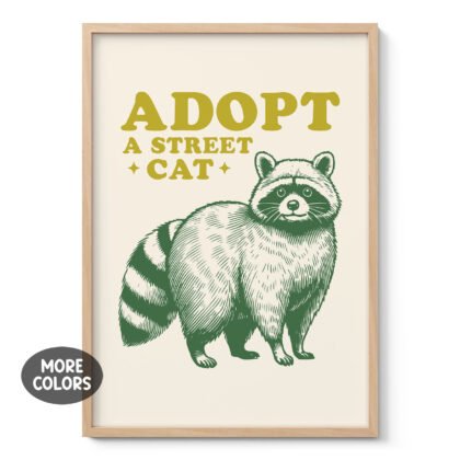Funny Raccoon Wall Art – Adopt a Street Cat