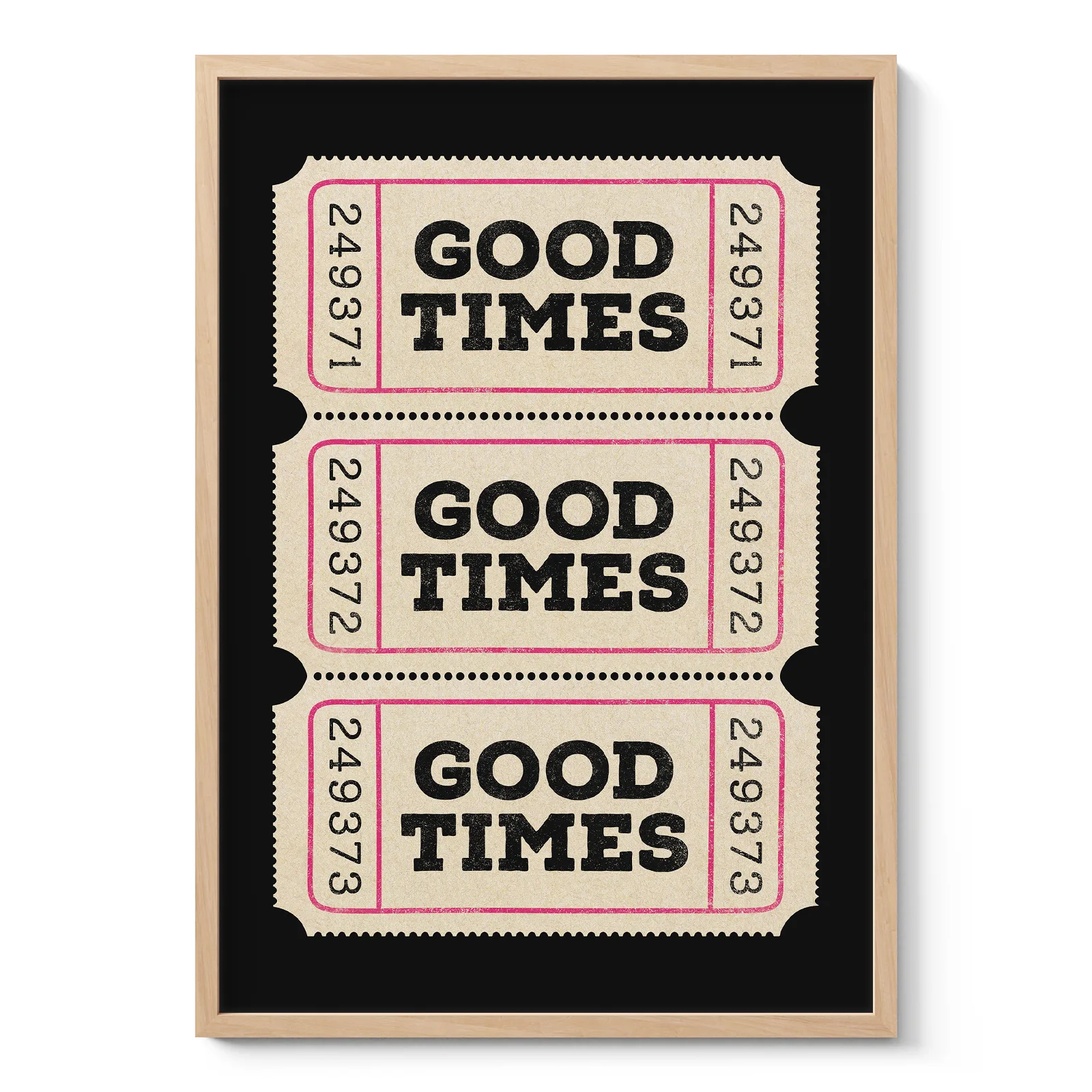 Typografie Wandbild – Good Times Ticket (Schwarz)