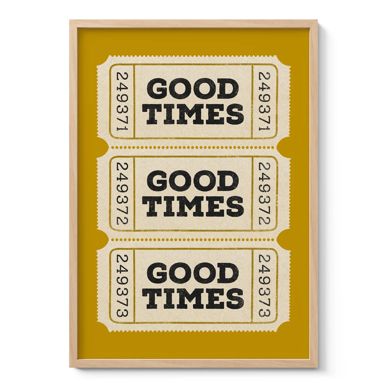 Typografie Wandbild – Good Times Ticket (Gelb)