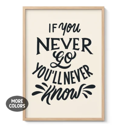 If You Never Go You'll Never Know Motivational Quote Poster