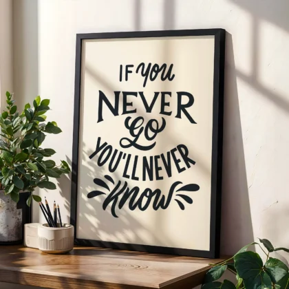 If You Never Go You'll Never Know Motivational Quote Poster