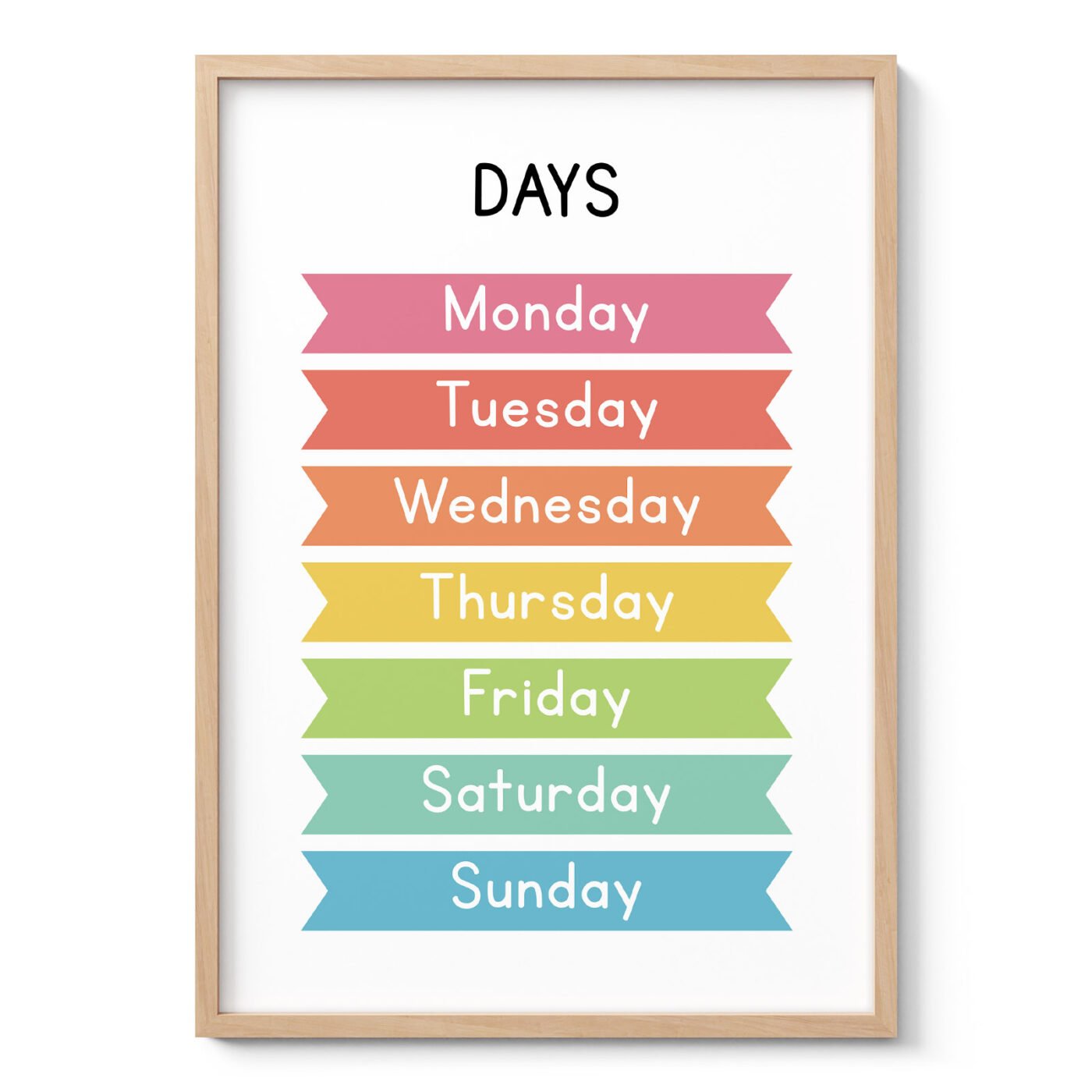 Days of the Week Wall Art for Kids