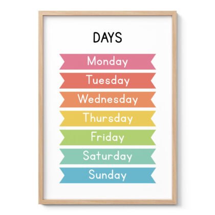 Days of the Week Wall Art for Kids