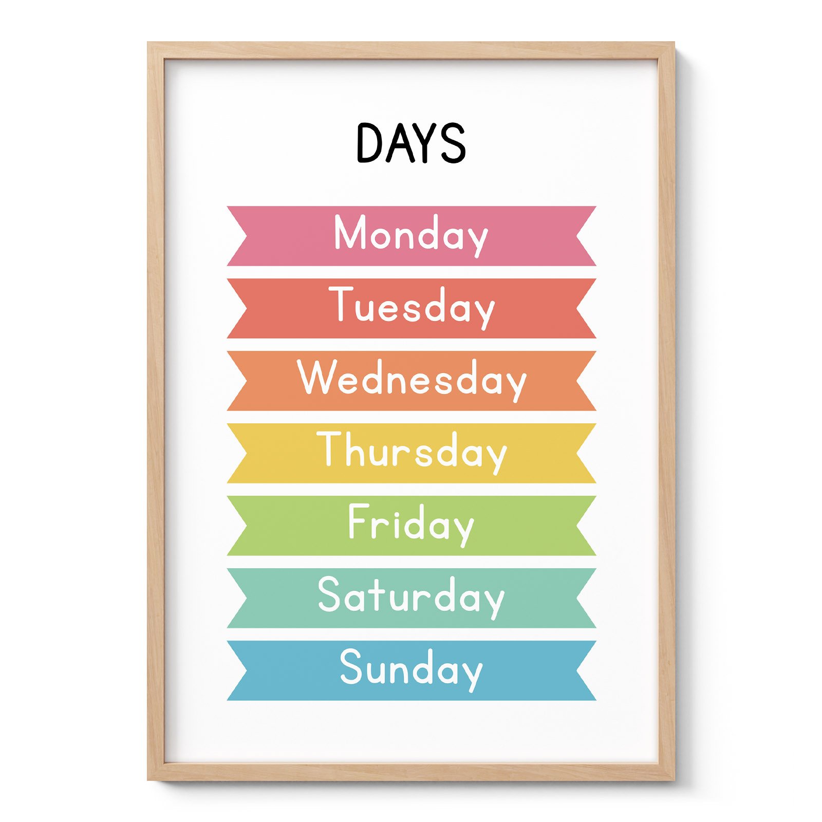 Days of the Week Wall Art for Kids