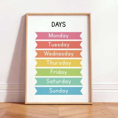 Days of the Week Wall Art for Kids