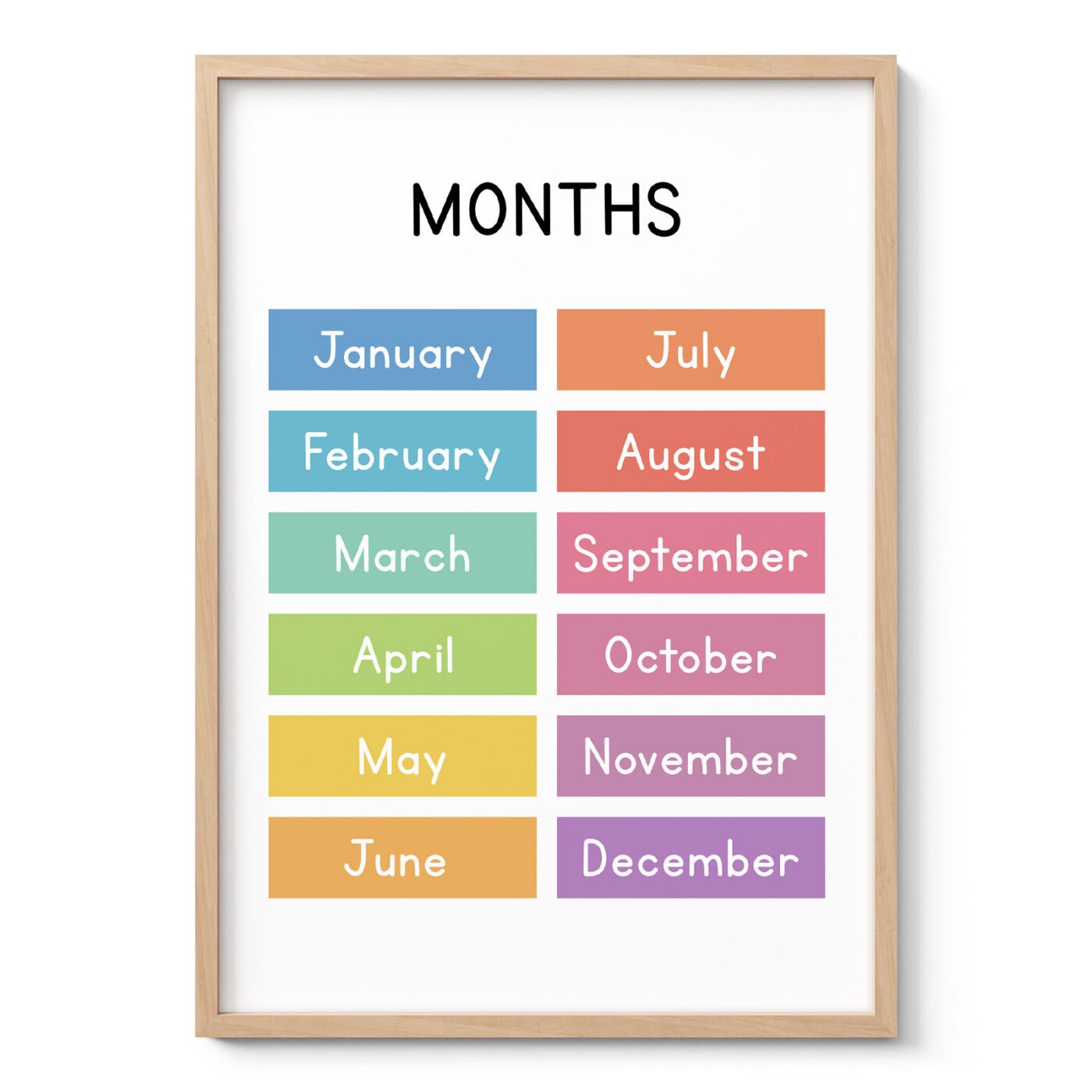 Months of the Year Wall Art for Kids