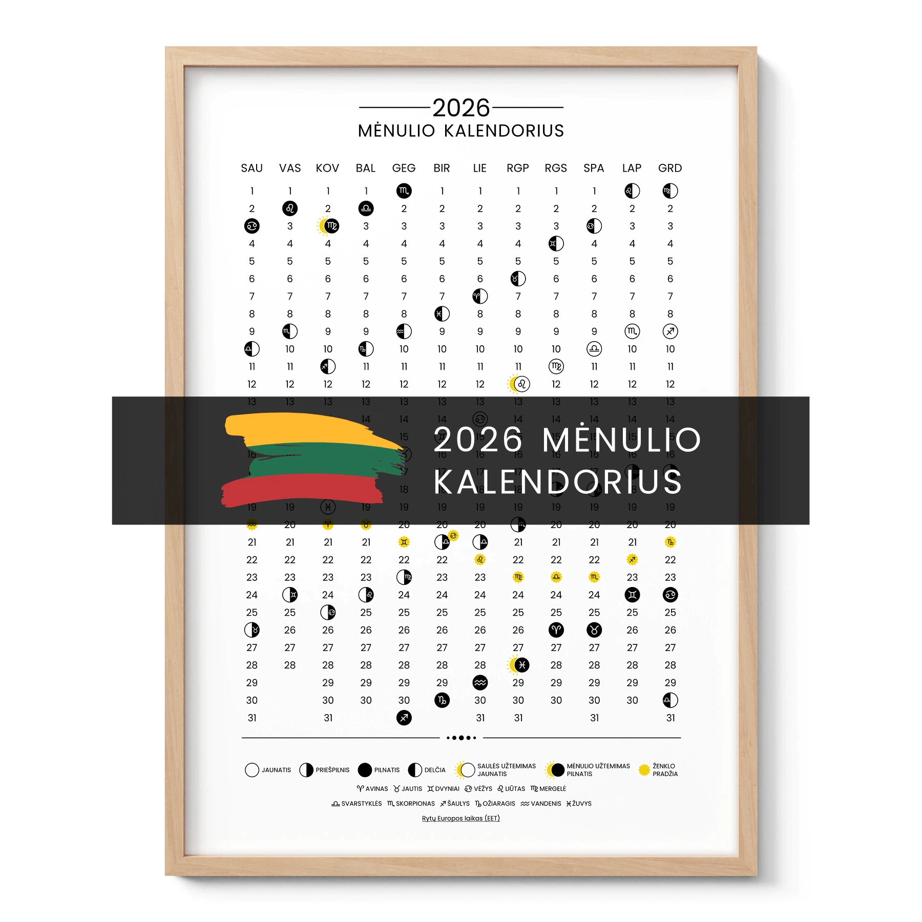Wandbild – Mondkalender 2026 (LT)