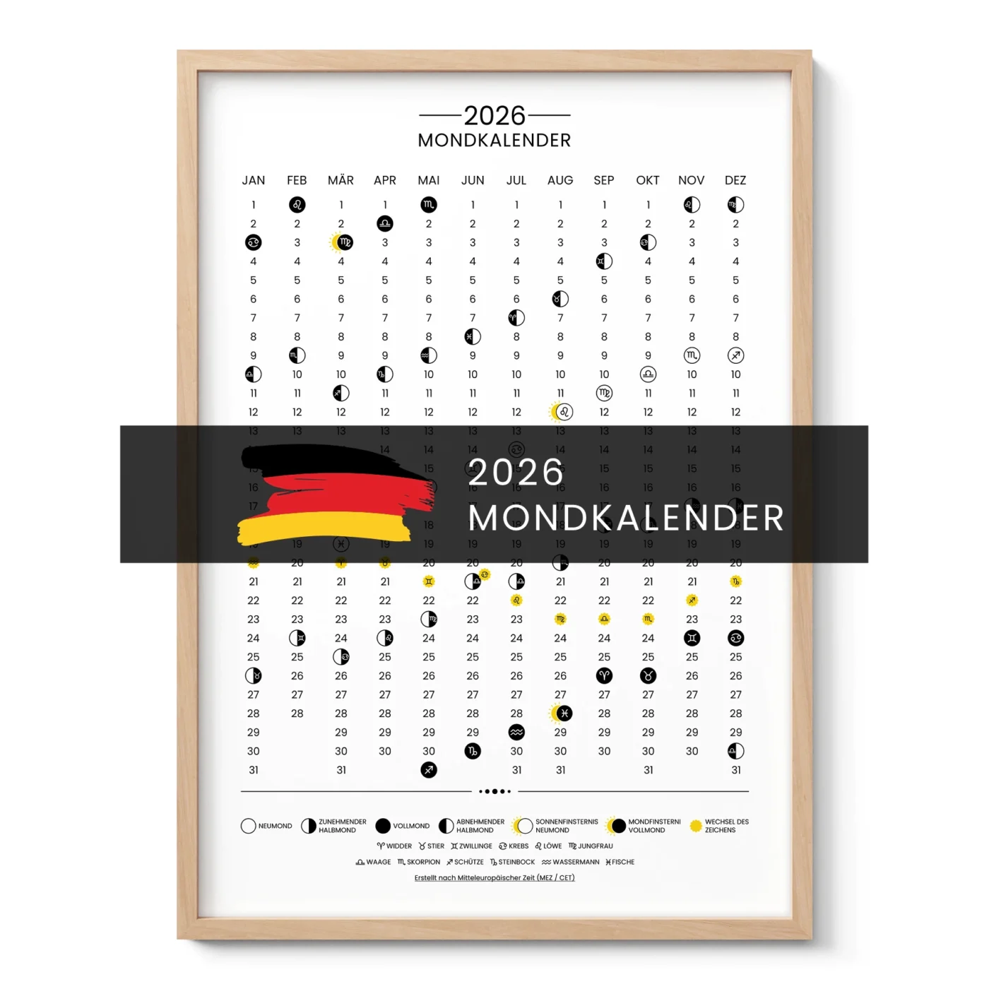2026 Moon Calendar – German Edition