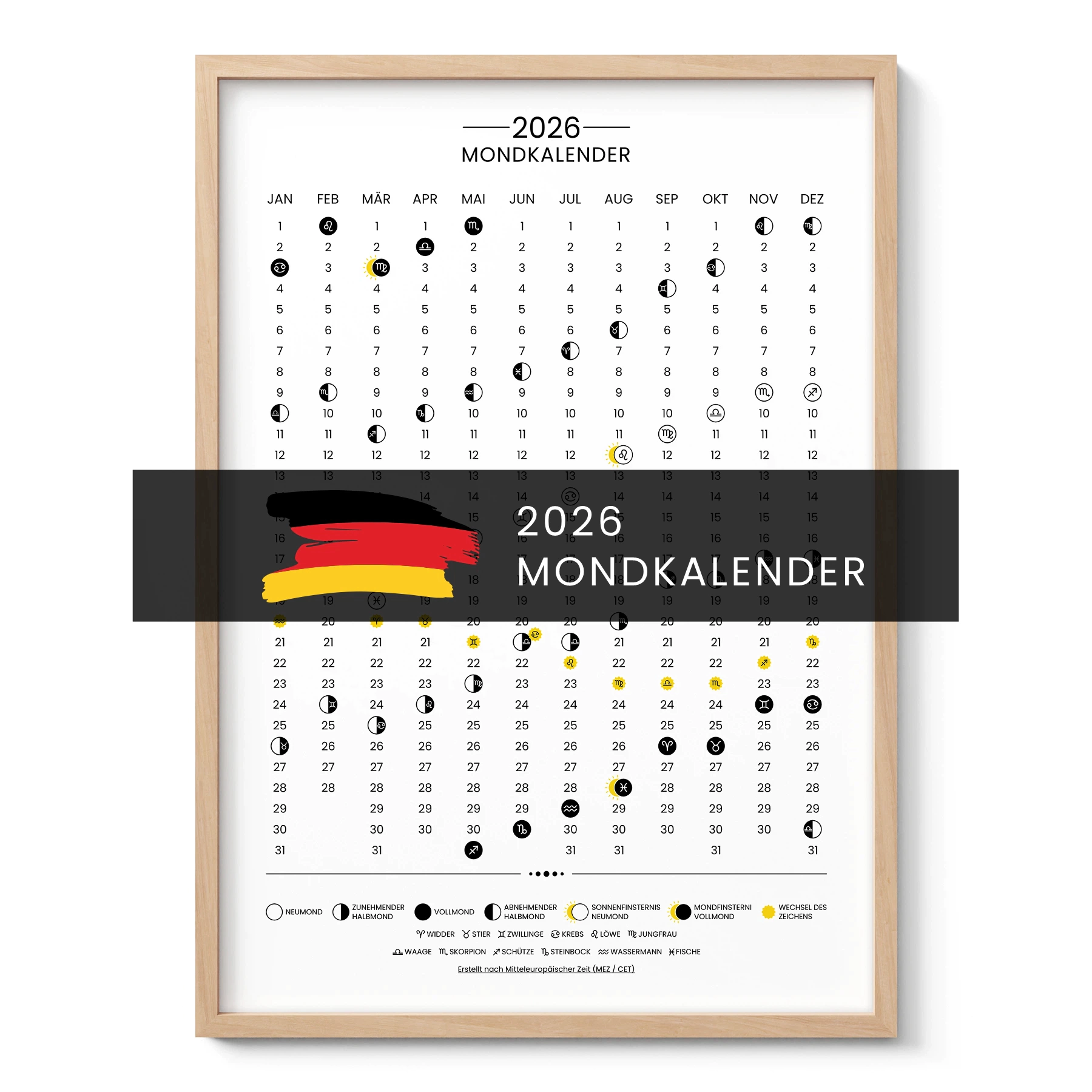 2026 Moon Calendar – German Edition