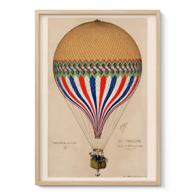 Trikolore Heißluftballon Wandbild