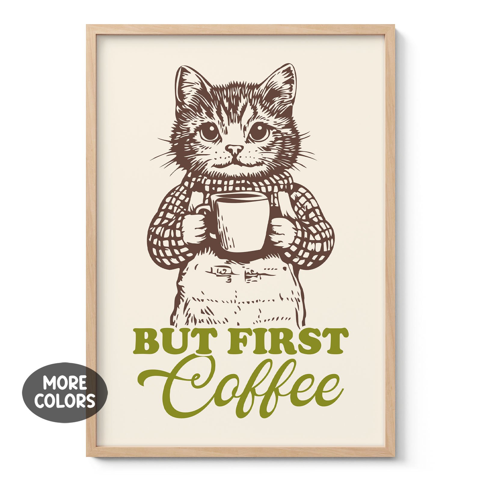 Cat Art Print – But First Coffee