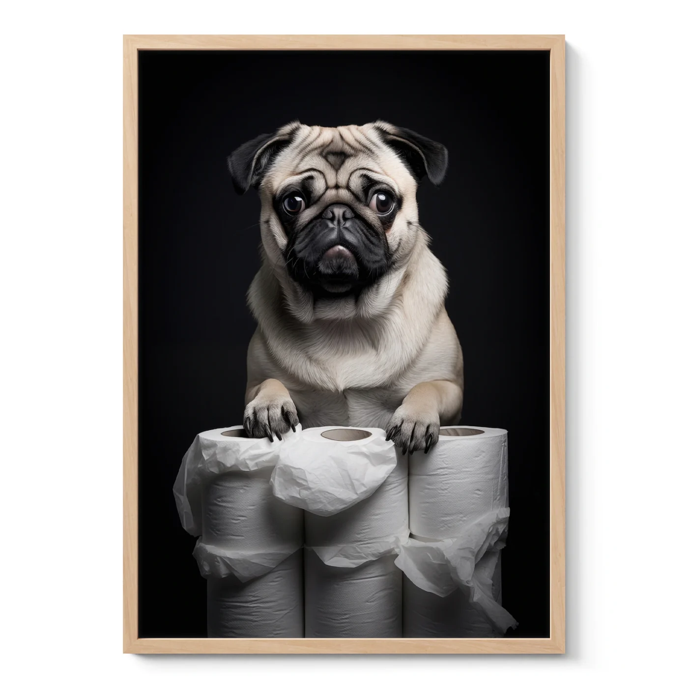 Pug Wall Art – Funny Dog Bathroom Print