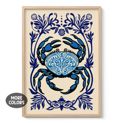 Crab Poster – Retro Kitchen Print