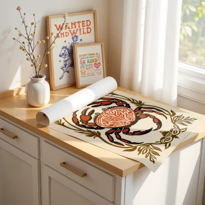 Crab Poster – Retro Kitchen Print