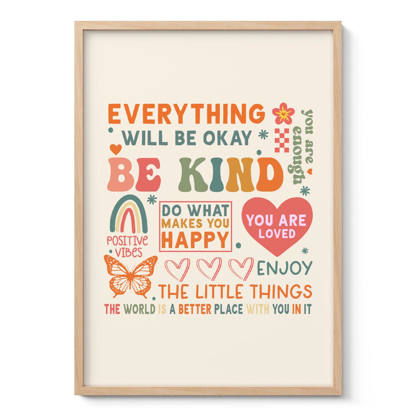 Be Kind & Stay Happy – Poster or Canvas Print