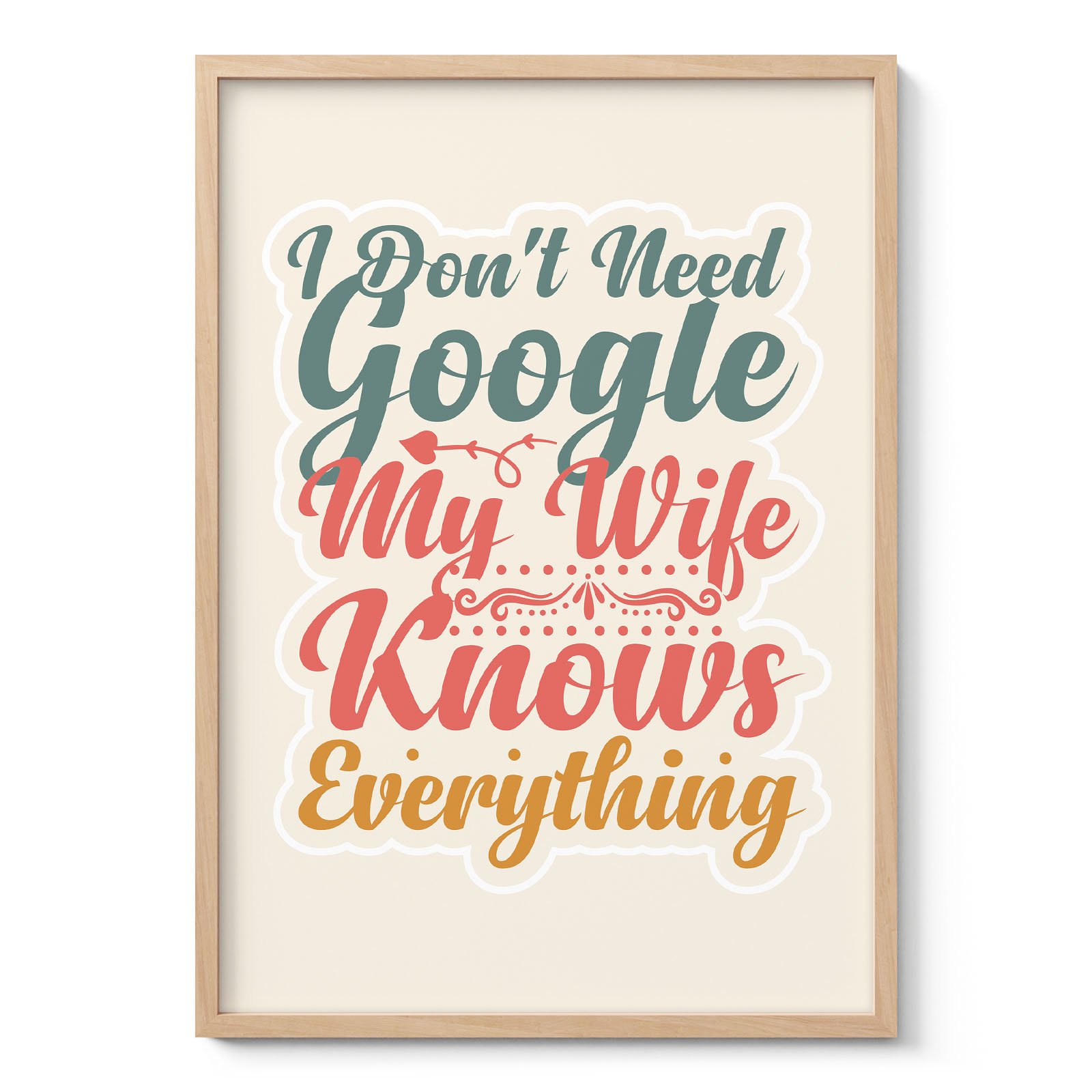 I Don’t Need Google, My Wife Knows Everything Wall Art
