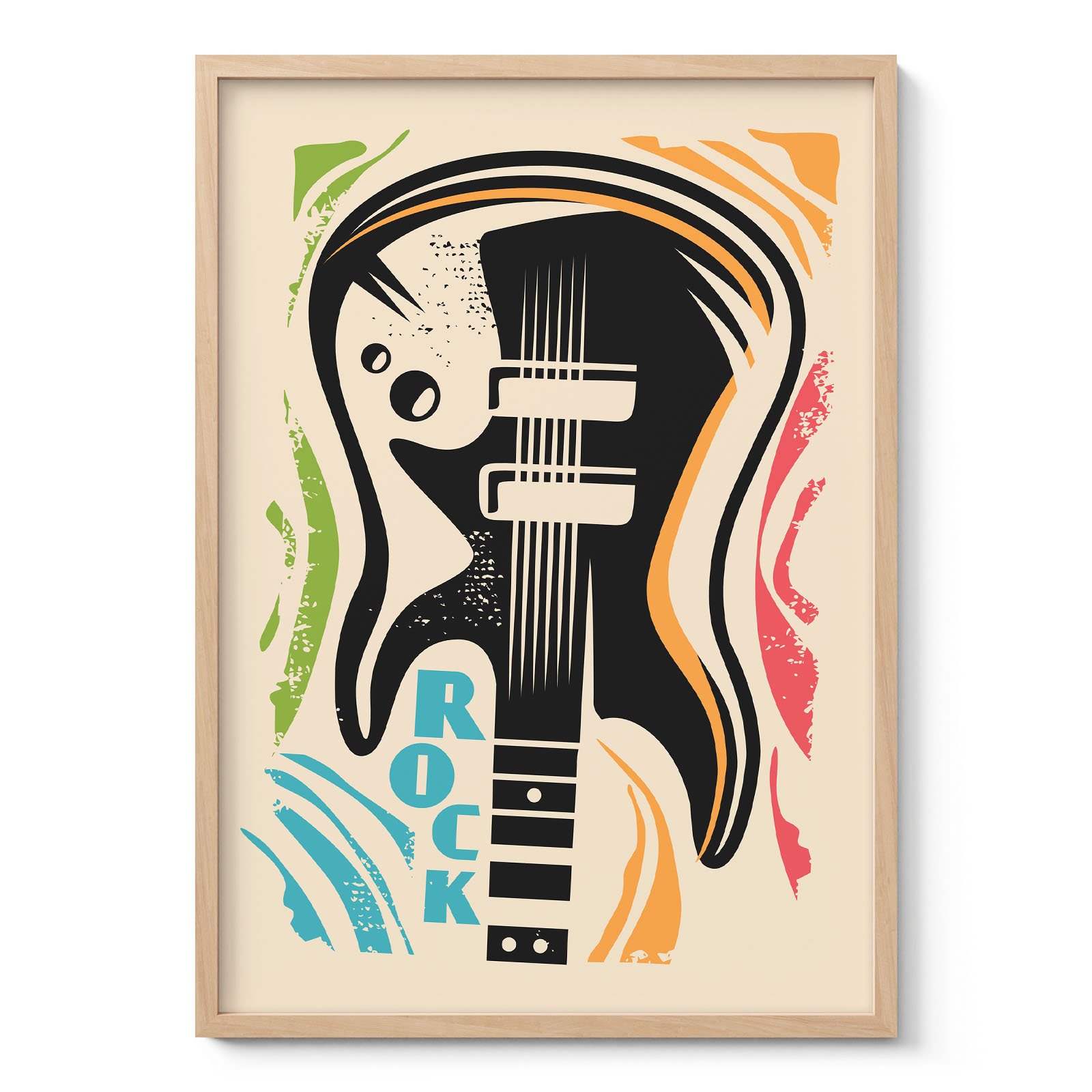 Rock Guitar Poster – Retro Music Wall Art Print