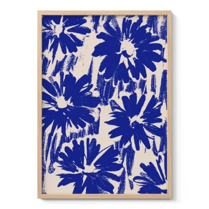Abstract Blue Flowers Wall Art