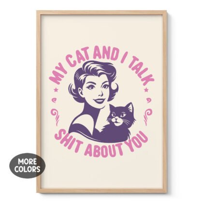 Retro Lady with Cat Wall Art