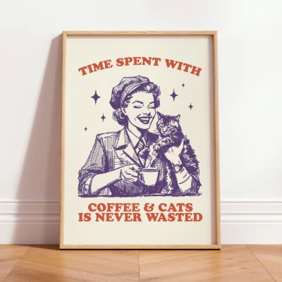 Woman with Cat – Time Spent with Coffee & Cats is Never Wasted