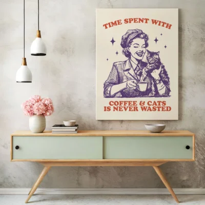 Woman with Cat – Time Spent with Coffee & Cats is Never Wasted