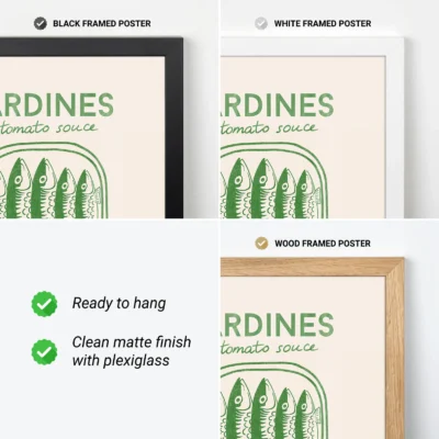 Retro Wandbild – Sardinen (Grün)