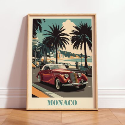 Monaco Retro Car Wall Art