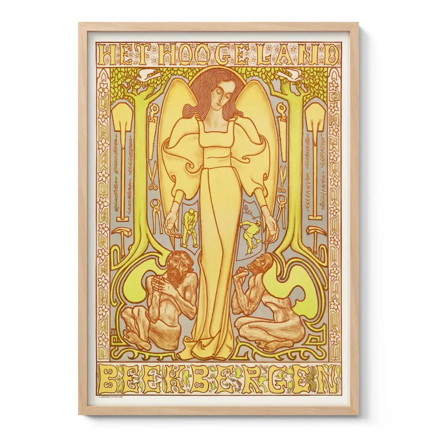 Vintage Jan Toorop Art Nouveau wall art in a modern interior