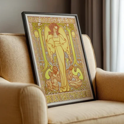 Vintage Jan Toorop Art Nouveau wall art in a modern interior